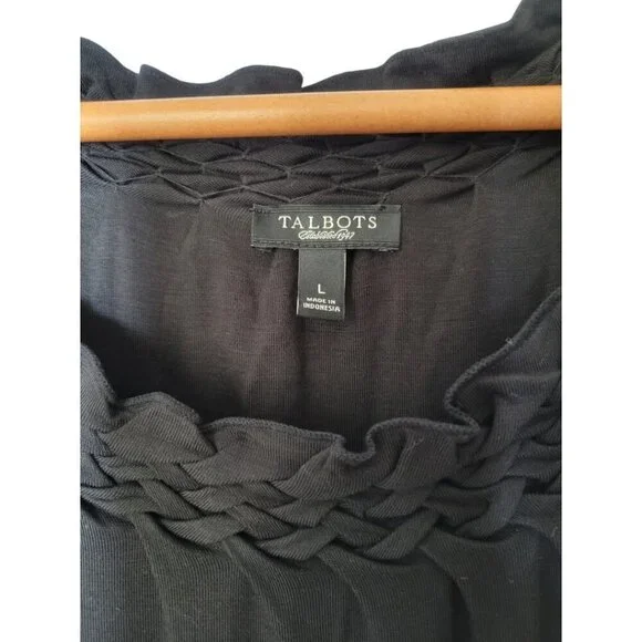 Womens Talbots Black Dress L Knee Length Summer Spring Casual - Picture 2 of 3